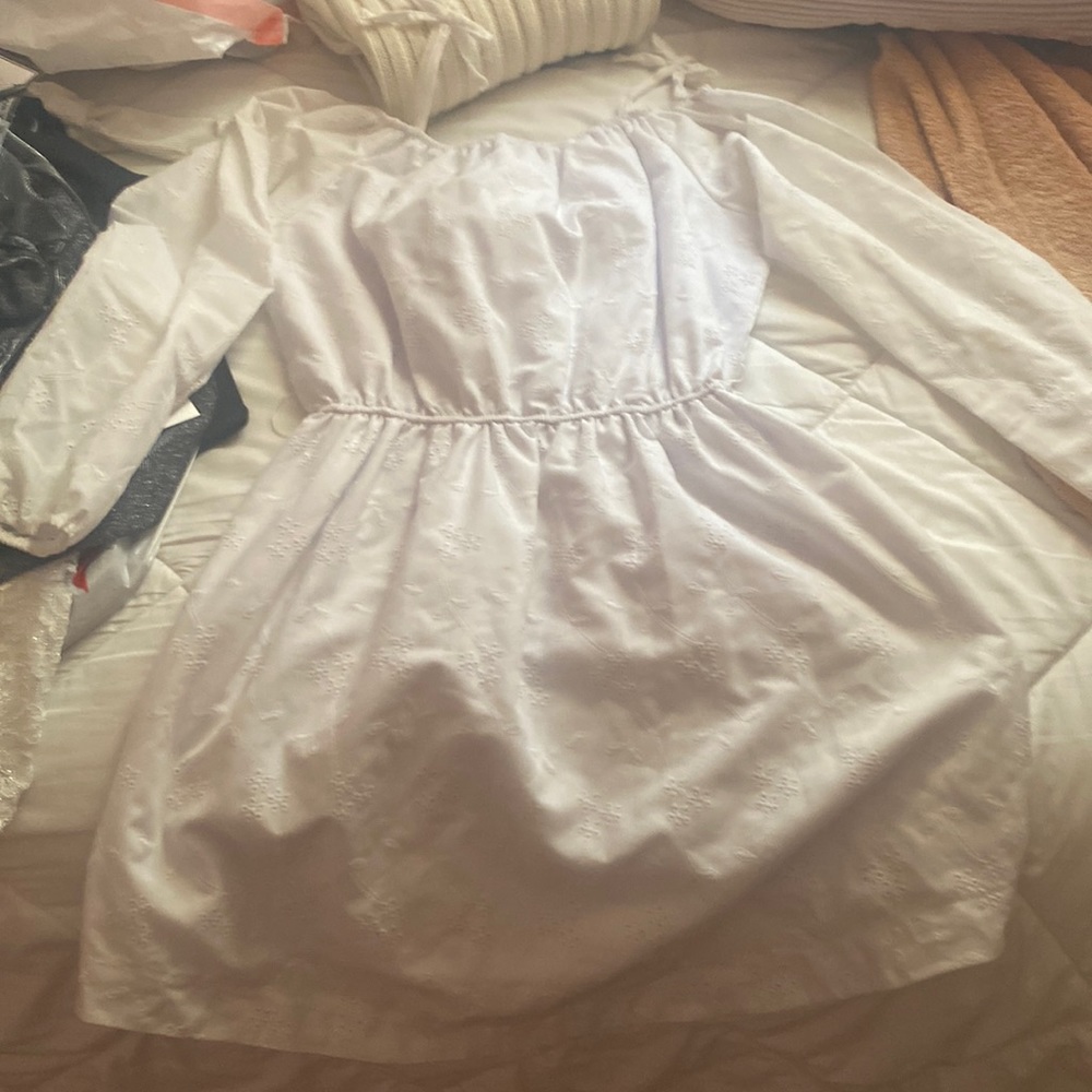 white dress w floral designs